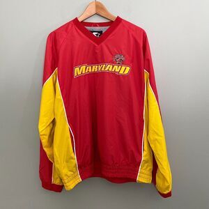 University of Maryland Starter Windbreaker Pullover Mens Medium Red Yellow